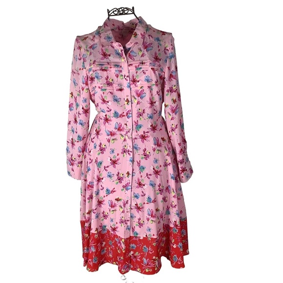 Nanette Lepore Floral Belted MIDI Shirt Dress | Size 8 - Picture 2 of 12